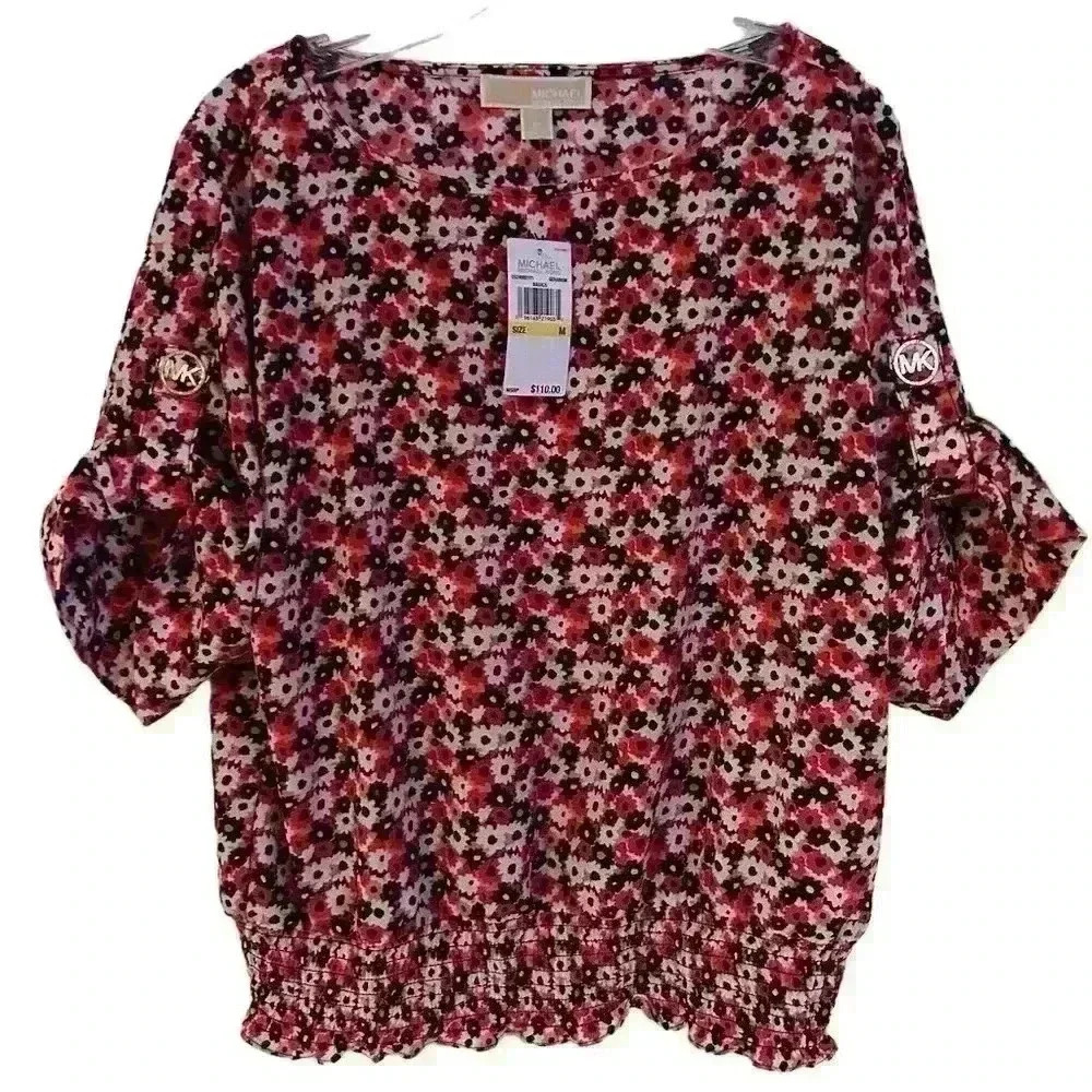 Michael‎ Kors Women's Floral Peasant Blouse Multicolor Size M